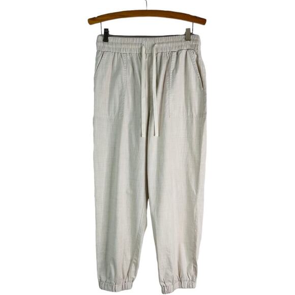 Loft tan coastal high waisted cropped jogger pants medium - Picture 1 of 7